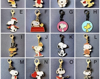 SNOOPY & WOODSTOCK Clip-on Enameled Charms for Jewelry Making, Stitch Marker, Wineglass Charm, Keychain, Zipper Pull, Earrings, Bracelet