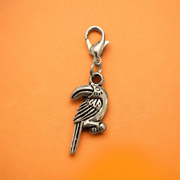 TOUCAN Clip-on Charm with Lobster Clasp for Jewelry, Stitch Marker, Purse Charm, Wineglass Charm, Keychain, Zipper Pull, Earrings, Bracelet