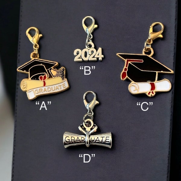 GRADUATION Clip-on Charms for Jewelry Making, Purse Charm, Stitch Marker, Wineglass, Keychain, Zipper Pull, Earrings, Bracelet