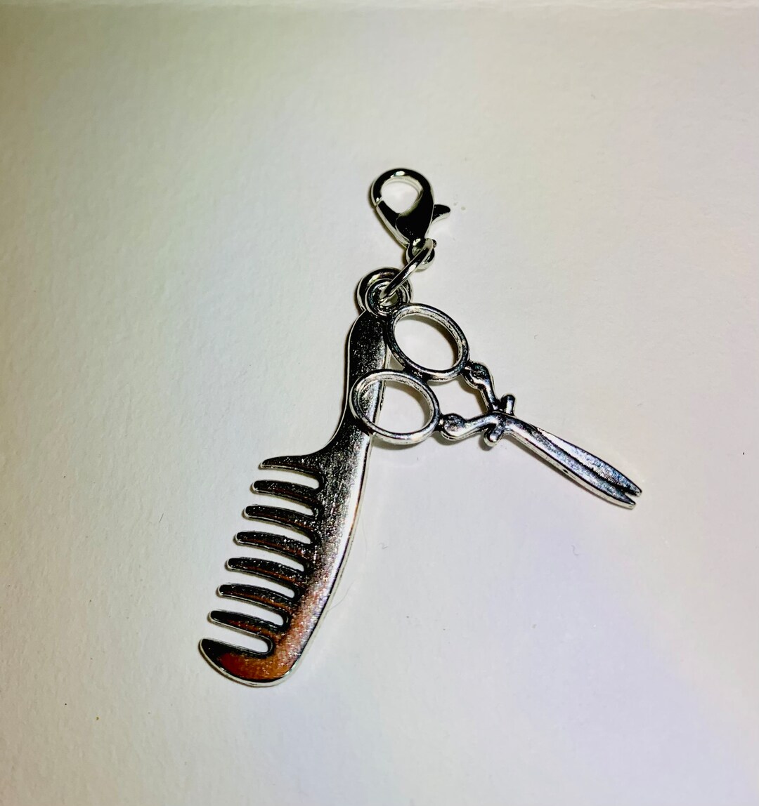 COMB and SCISSORS 2 Double Clip on Charms for Jewelry Stitch Etsy