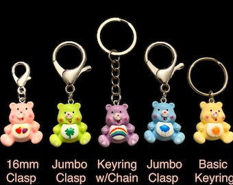 CARE BEAR 3D Clip-on Resin Charms with Lobster Clasp, Keychain - You Choose!