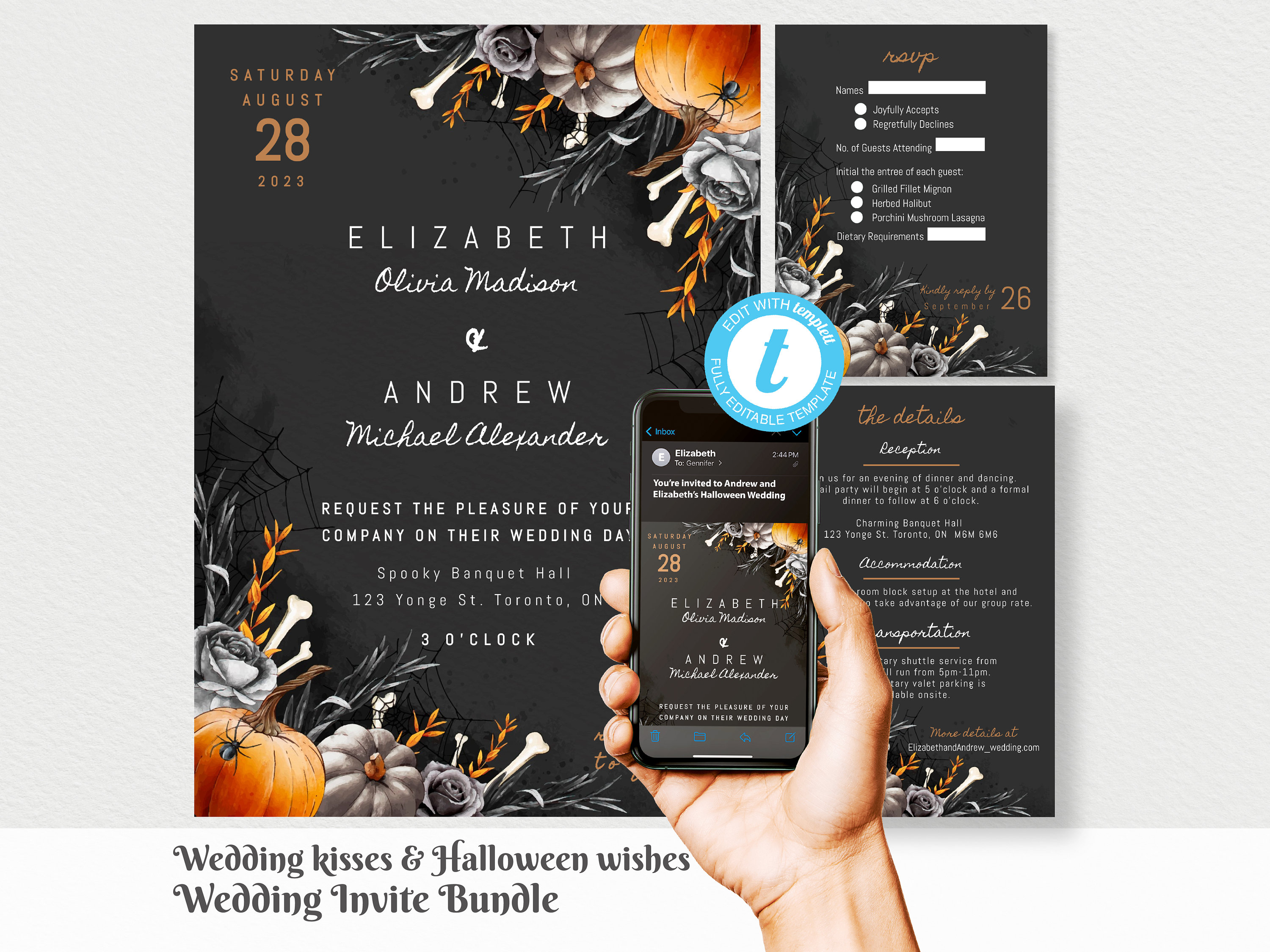 Halloween Wedding Invitation Bundle