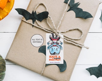 Editable Halloween Favor Tag Template Kids Costume Party Gift Tag Printable