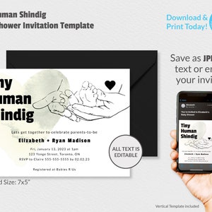 Modern Coed Baby Shower Invite Gender Neutral Editable Templates, Tiny