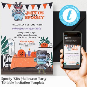 Editable Halloween Invitation Kids Costume Party Monster Mash Printable Party Invite