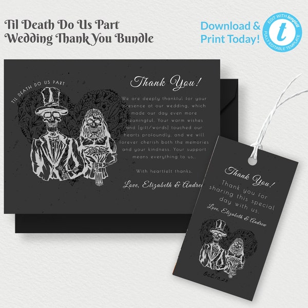 Skeleton Wedding Thank You Cards - Etsy