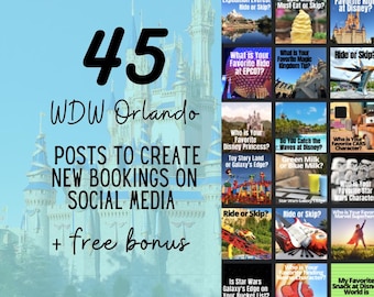 WDW Travel Agent Social Media Posts, Canva Template (45 Graphics)