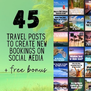 Travel Social Media Posts, Travel Agent Social Media, and Travel Agent IG Template