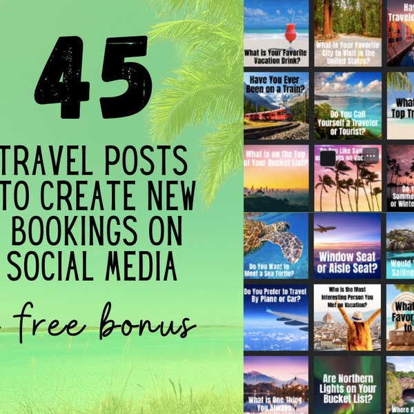 Travel Social Media Posts, Travel Agent Social Media, and Travel Agent IG Template