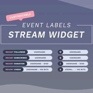 Horizontal Event Label Stream Widget - Color Customizable for Twitch Streams