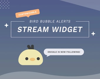 Animated Bird + Message Bubble Alerts Widget - Color Customizable for Twitch Streams
