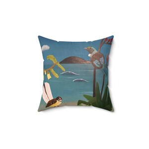 Neuseeland Ureinwohner-Vögel gesponnenes quadratisches Polyester-Kissen
