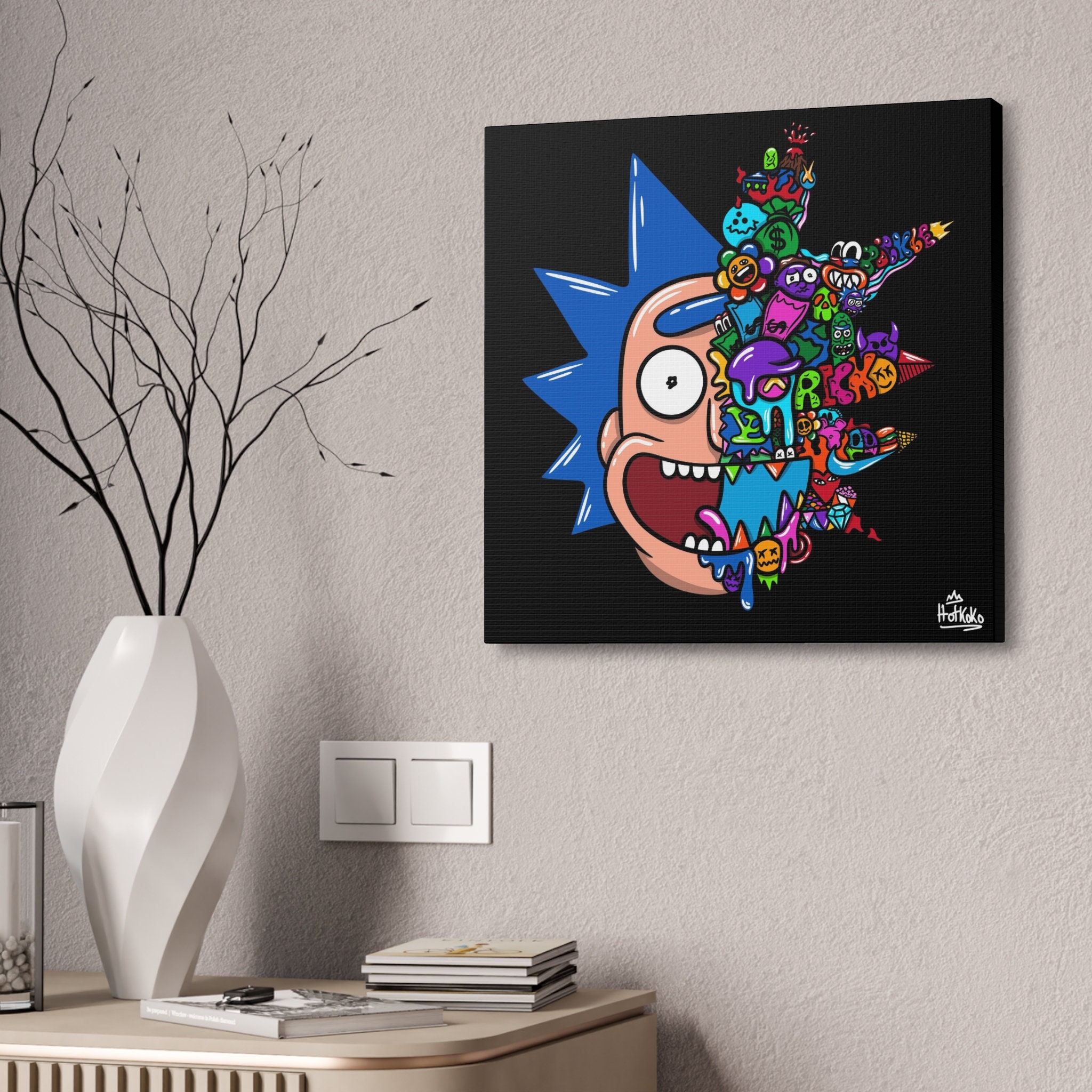 Rick and Morty Doodle Art Cartoon Canvas Wall Art Rick and Etsy