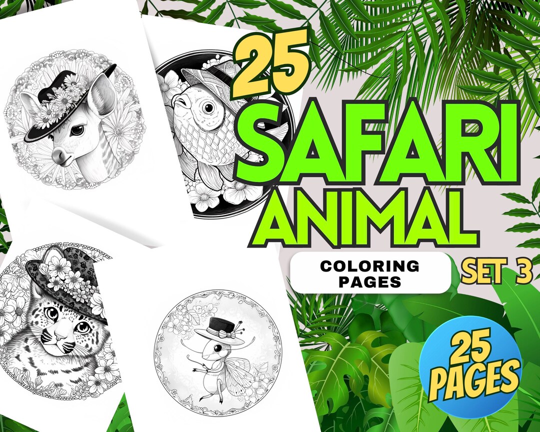 Safari Mandala Coloring Pages Printable Digital Download for Kids and ...