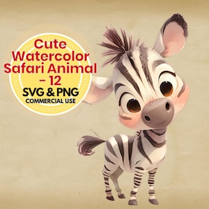 safari animal clipart watercolor printable digital download for nursery art crafts invitations sublimation svg png