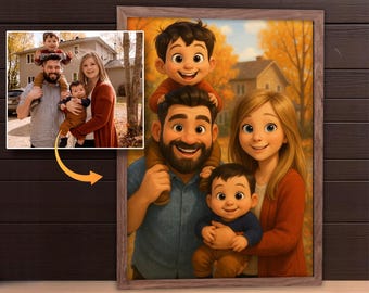 pixar style 3d cartoon portrait from photo custom digital download personalized family or couple gift