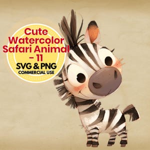 safari animal watercolor clipart bundle for nursery decor digital download png svg