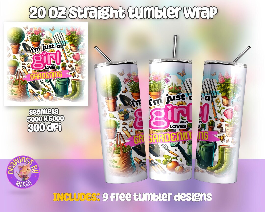 Gardening Tumbler Wrap Png Digital Download for 20oz Skinny Sublimation ...