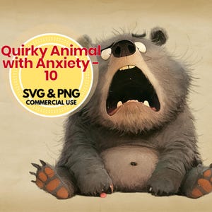 quirky animal svg anxiety clipart set digital download cute cartoon png svg for crafts diy t shirts scrapbooking printable art