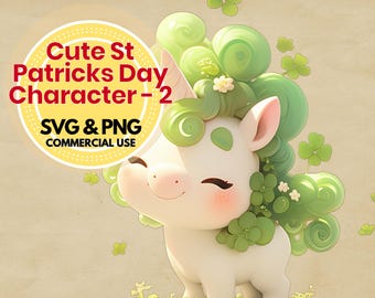 Cute St Patricks Day Clipart SVG PNG Digital Download Lucky Clover Character Cricut Sublimation Graphics for Crafts and DIY Projects
