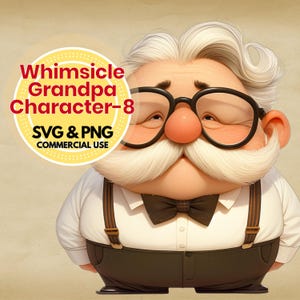 Grand-père des cliparts en téléchargement numérique drôle grand-père png svg original vieil homme illustration pour la création de cartes de bricolage scrapbooking cadeaux