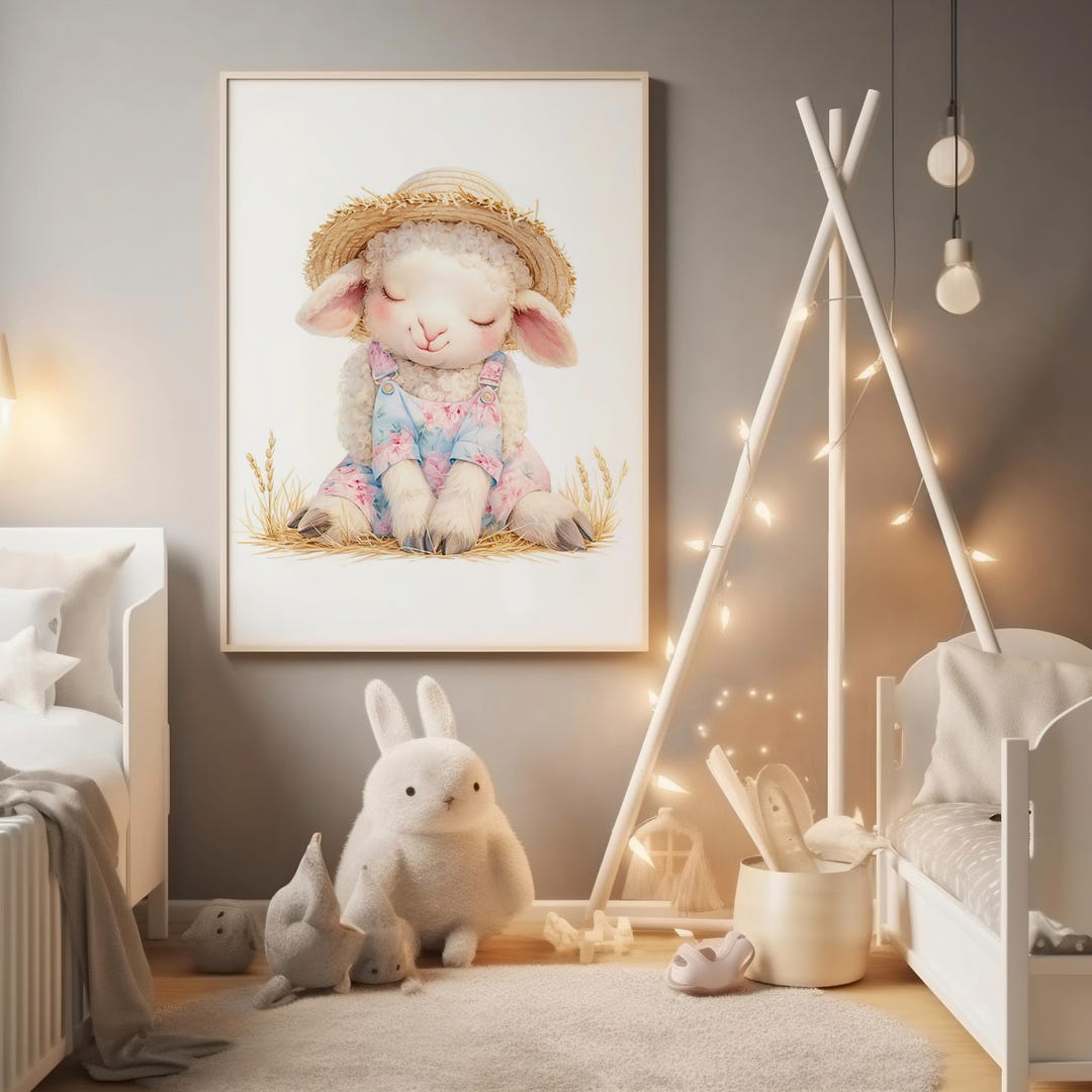 Baby Animal Wall Art Lamb Printable Nursery Decor Watercolor Lamb Print ...