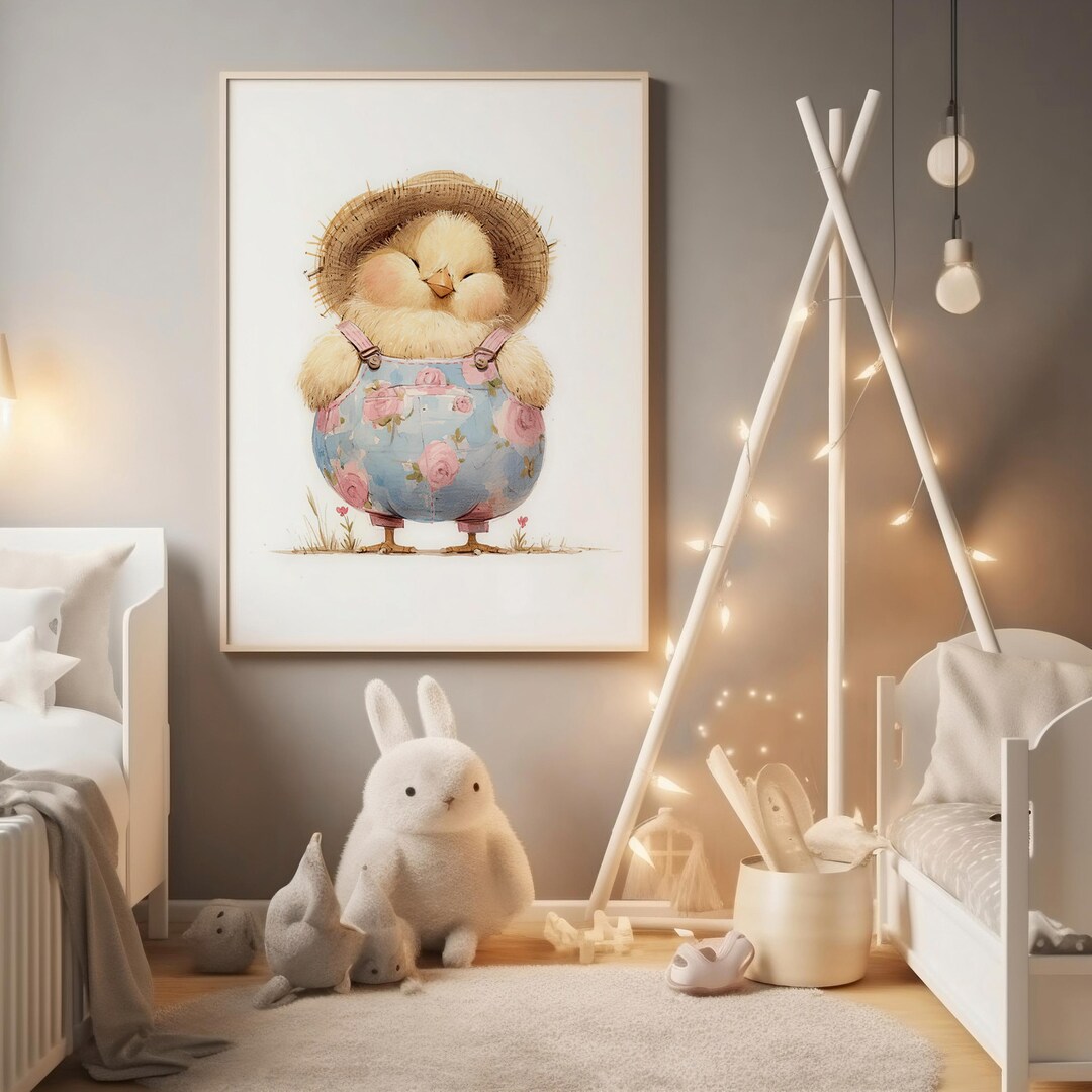 Baby Chick Nursery Wall Art Print, Watercolor Farm Animal Decor for ...