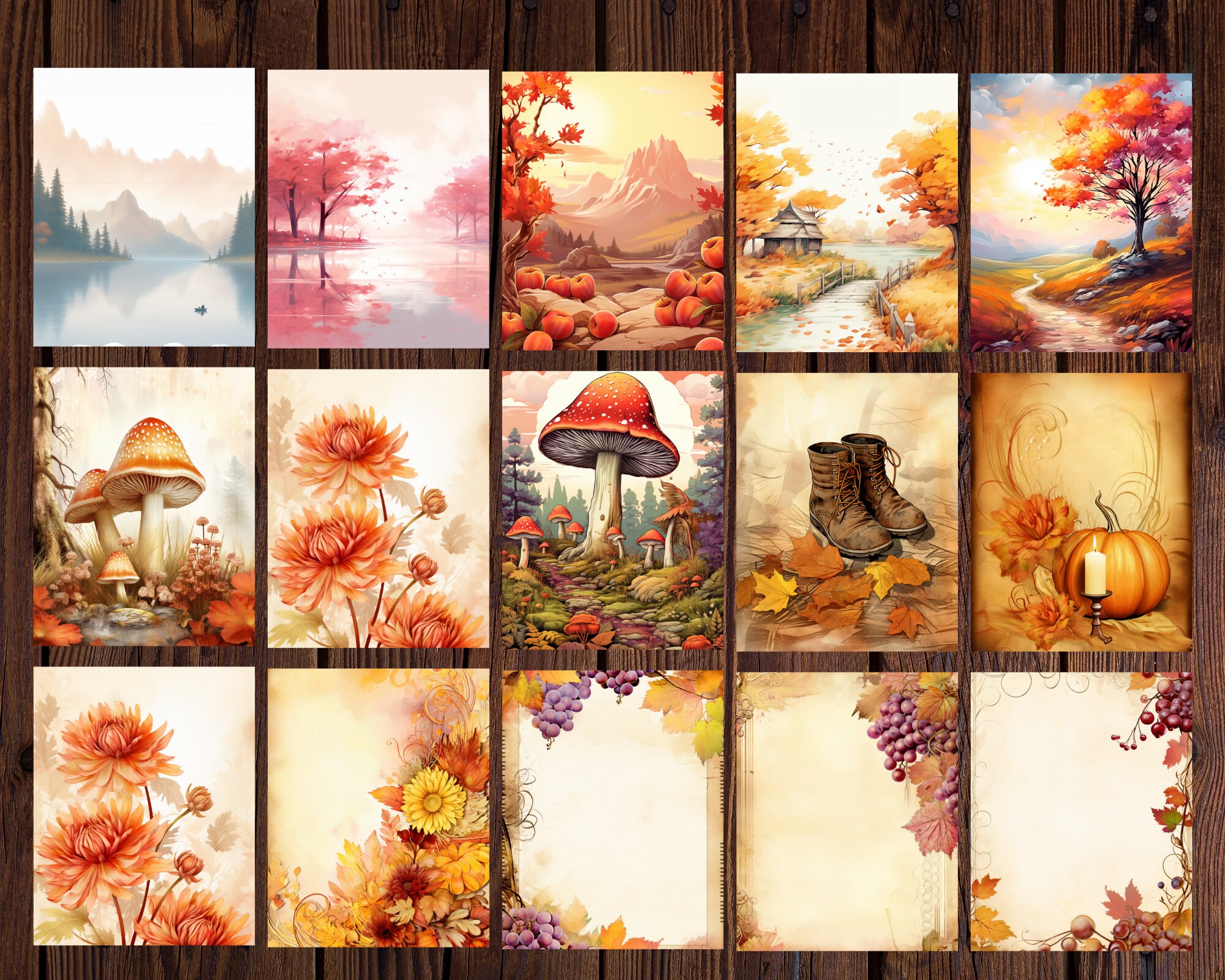 世界有名な Autumn Scrapbooking for Set Pages Printable Journal Junk バッグ