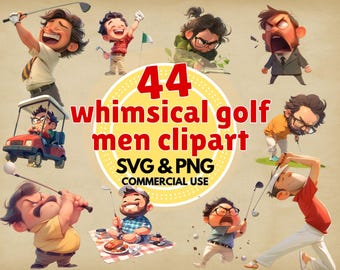 golf clipart bundle svg png set with 44 playful golfer graphics for crafts diy and digital projects instant download