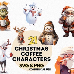 Paquete de imágenes prediseñadas navideñas PNG/SVG, descarga instantánea, 21 gráficos navideños para sublimación y manualidades, arte digital para uso comercial.