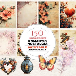 Kit per diario di spazzatura, romantico, nostalgico, effimero, stampabile, vintage, carta per scrapbooking, shabby chic, download digitale, fogli per collage, fai da te, arte