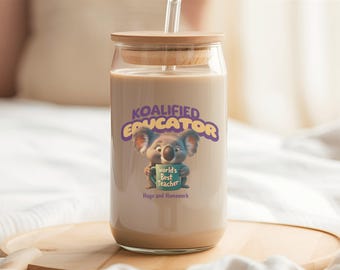 Koala Teacher Tumbler, Personalized Educator Gift with Lid