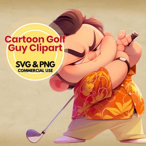 golf svg funny cartoon golfer clipart digital download for sublimation projects png hawaiian shirt character printable