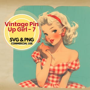vintage pin up girl svg png digital download retro 50s clipart classic pinup art for sublimation tshirt crafts