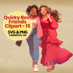 best friends clipart svg set for crafters digital download quirky friends png for diy stickers shirts cards