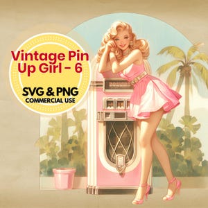vintage pin up girl svg and png set for cricut retro clipart digital download classic 1950s art
