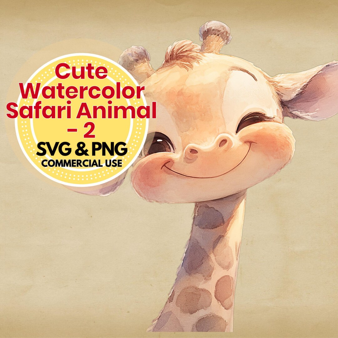 Watercolor Safari Animal Clipart Digital Download Svg Png Cute Jungle ...