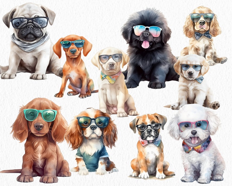 Watercolor Puppy Breeds Clipart, Dog PNG SVG Bundle (digital Download ...