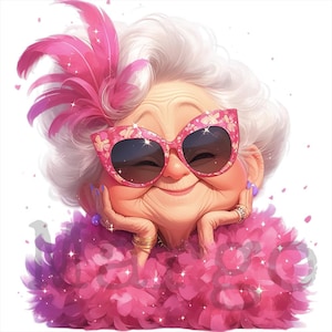 Grand-mère des cliparts en téléchargement numérique mignon grand-mère svg png jpg dxf pour bricolage scrapbooking carterie
