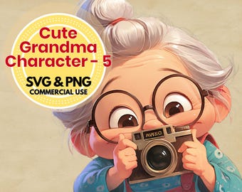 Schattige oma clipartbundel SVG PNG digitale download crafting graphics voor scrapbooking stickers sublimatie doe-het-zelfprojecten