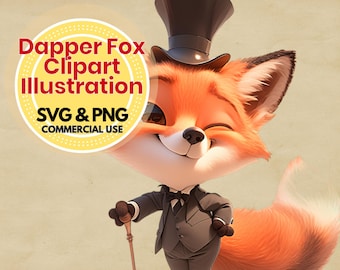 Clipart de zorro de circo: Dibujo gráfico de animal de esmoquin de dibujos animados (SVG, PNG)
