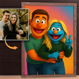 retrato personalizado estilo muppet para casais pôster de desenho animado personalizado de foto digital para download presente