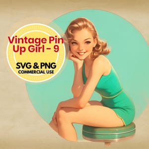vintage pin up girl clipart svg and png, retro pinup illustration digital download, classic burlesque art for crafts