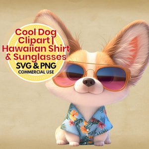 chihuahua svg clipart bundle cute dog in hawaiian shirt sunglasses instant digital download for sublimation cricut t shirts