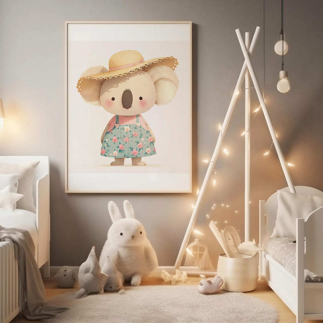 Koala Nursery Wall Art Digital Download, Cute Watercolor Baby Animal ...