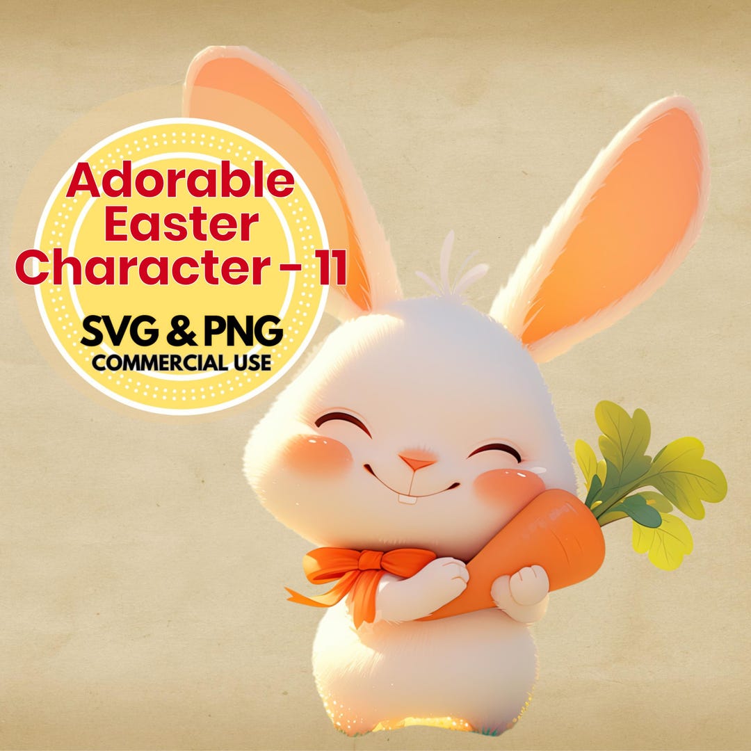 Easter Bunny Svg Cute Rabbit Digital Clipart for Cricut and Silhouette ...