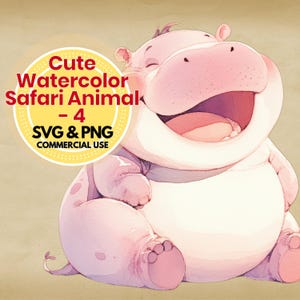 safari animal watercolor clipart digital download svg png | cute jungle nursery art for baby shower crafts diy decor