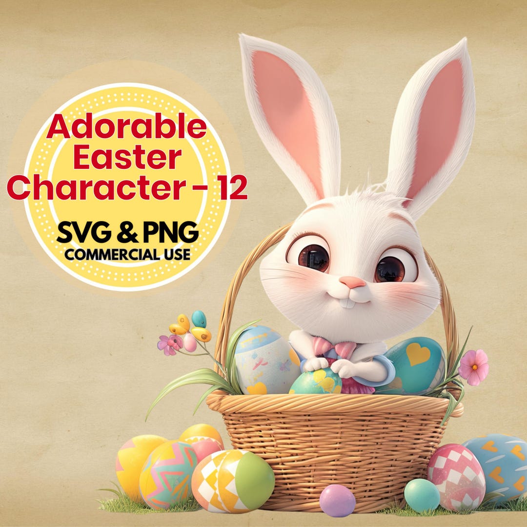 Easter Bunny Svg and Png Clipart Set for Crafters, Cute Digital ...