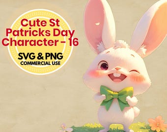 Cute St Patricks Day Clipart SVG PNG Bundle Leprechaun Clover Digital Download for Crafts Scrapbooking Stickers Sublimation