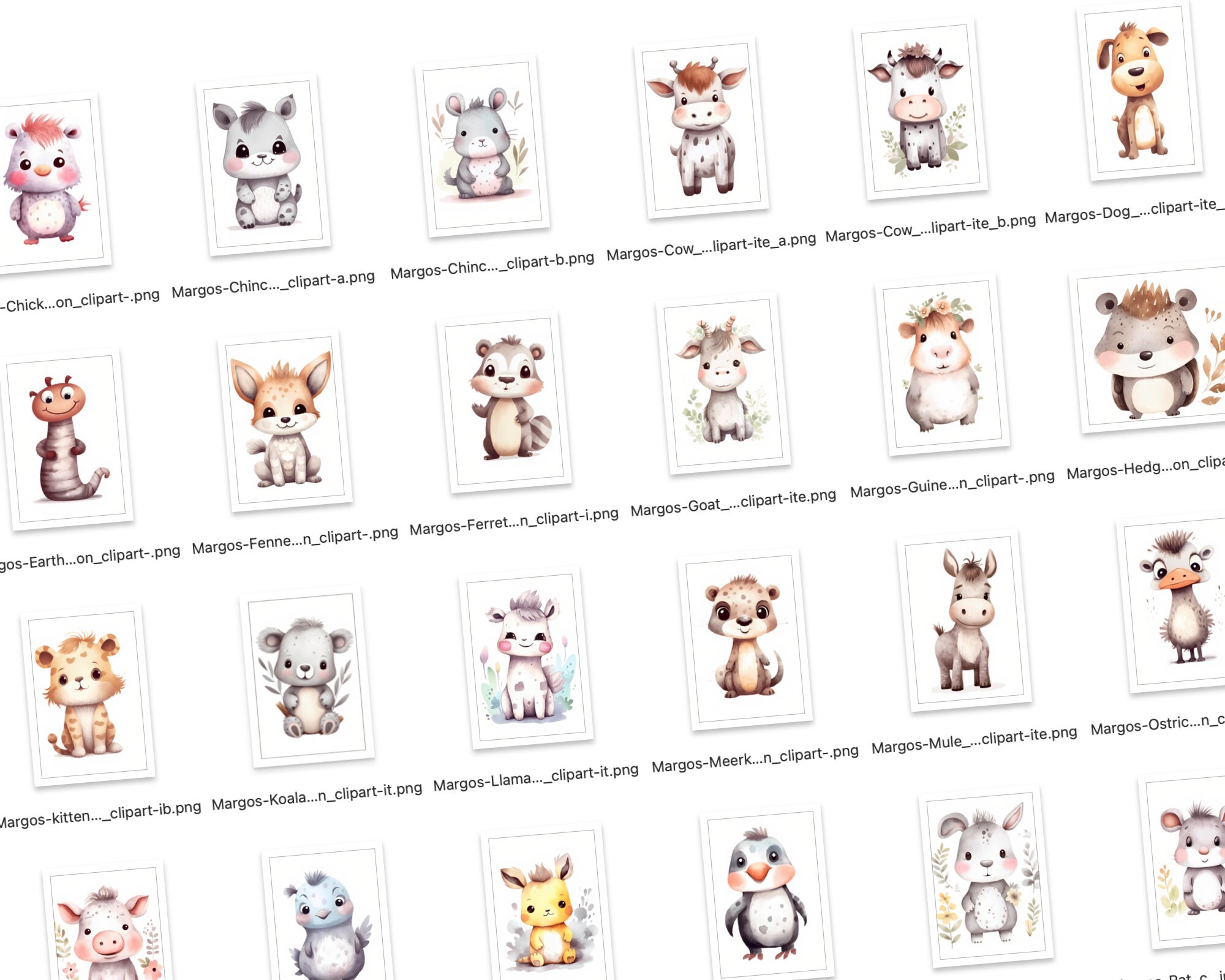 Watercolor Baby Animals Clipart Bundle Digital Download Png Svg Nursery ...
